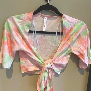 fabletics girls floral wrap top - XXS